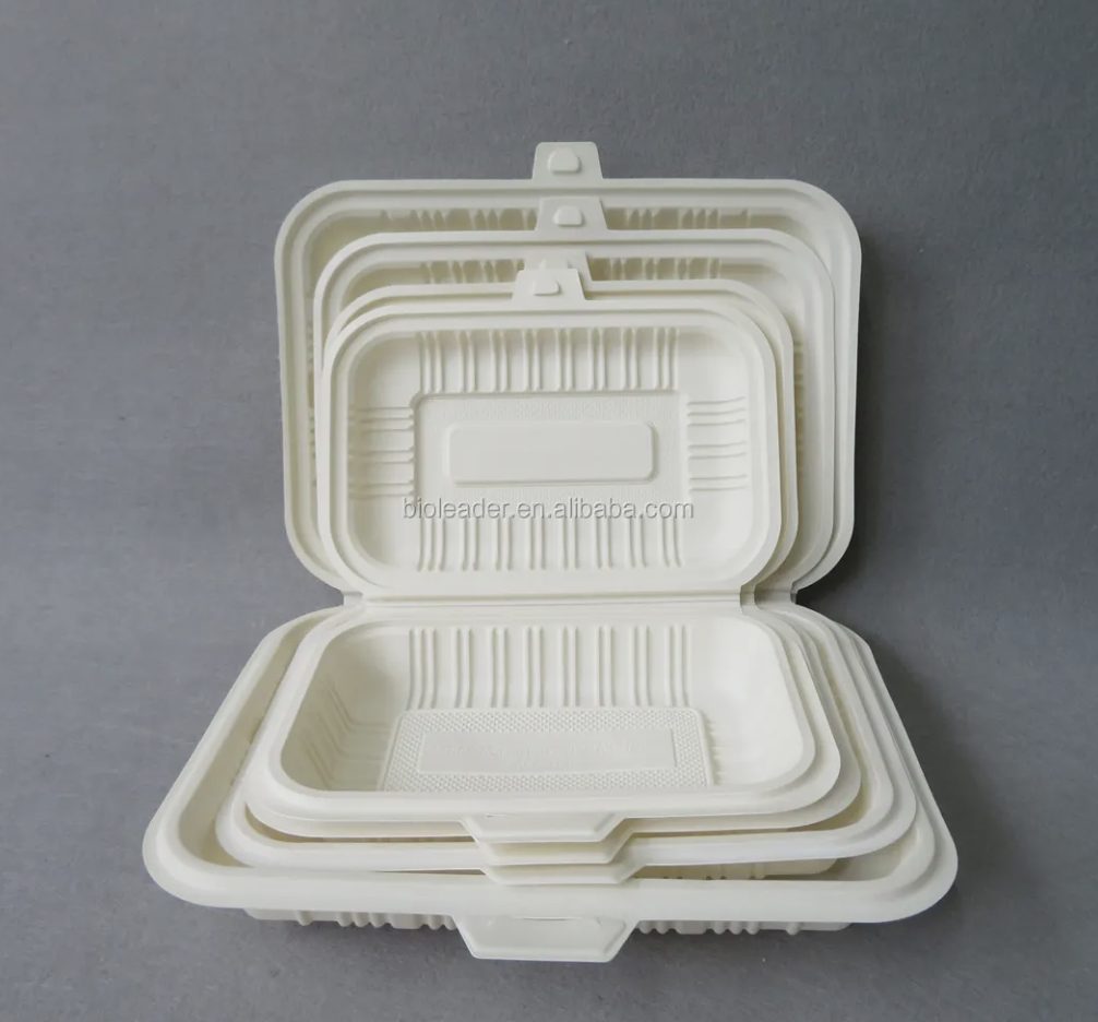 Biodegradable Compostable Plastic Corn Starch Cornstarch Clamshell Food Box Food Packaging